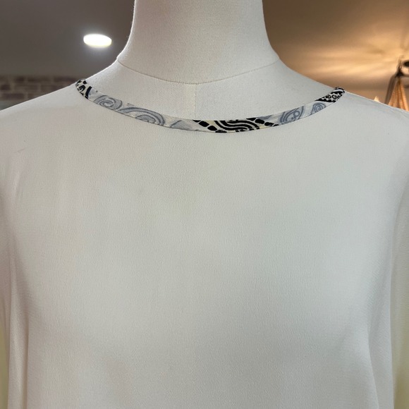 Vintage Laura Kieffer Cream Minimalist Satin Drape Blouse Soft Retro Top Medium - Picture 2 of 5